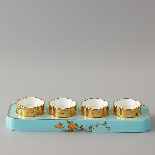 國瓷永豐源元杭瓜棱樹枝小菜碟*4、元杭瓜棱樹枝開胃菜底座